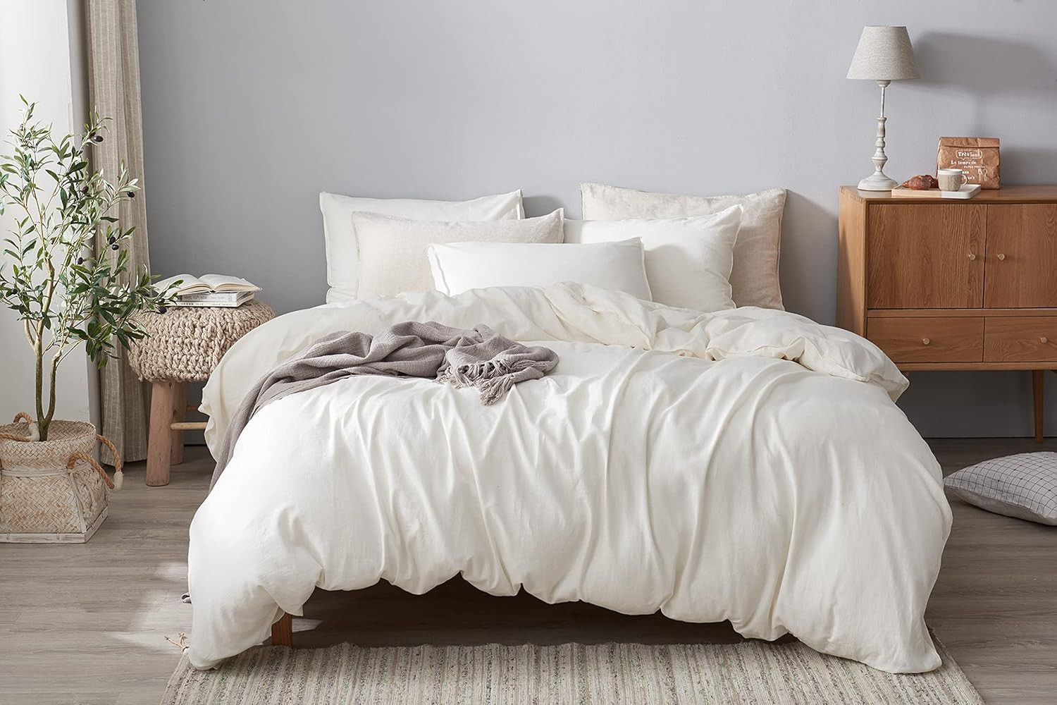 DAPU Cotton Linen Blend Duvet Cover Set, 55% French Linen and 45 Long-Staple Cotton, Breathable a... | Amazon (US)