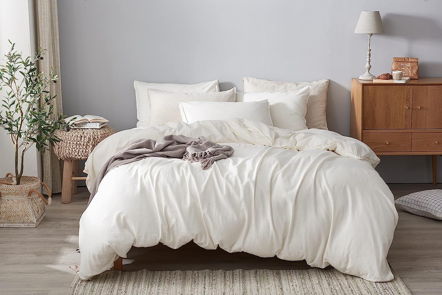 DAPU Cotton Linen Blend Duvet Cover Set, 55% French Linen and 45 Long-Staple Cotton, Breathable a... | Amazon (US)
