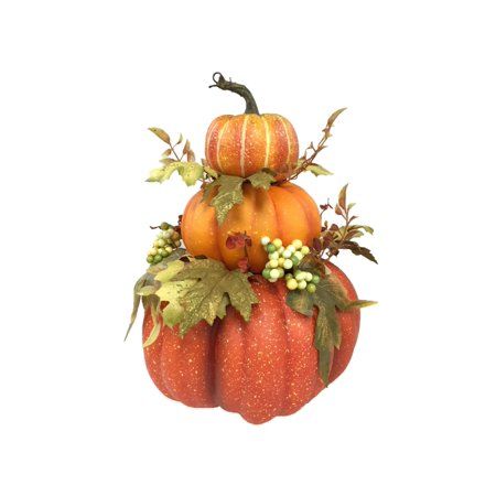 Way To Celebrate Harvest Fall Leaf Pumpkin Stack 14.4 inches | Walmart (US)