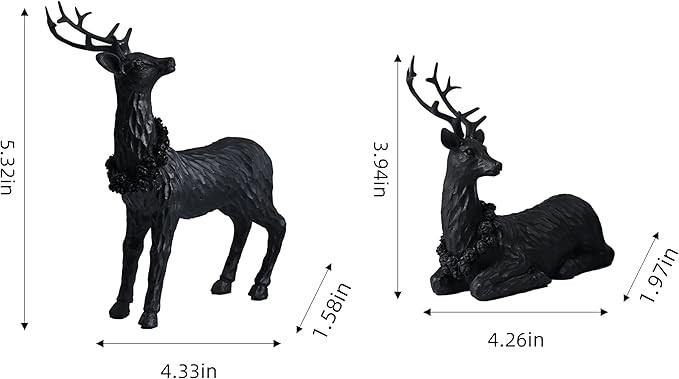 Black Christmas Reindeer Figurines, 2Pcs Small Reindeer Christmas Decoration Indoor, Tabletop Rei... | Amazon (US)