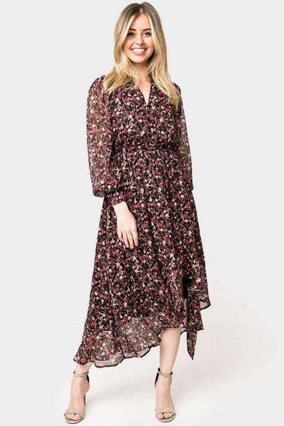 Chiffon Ruffle Hi-Low Maxi Dress | Gibson