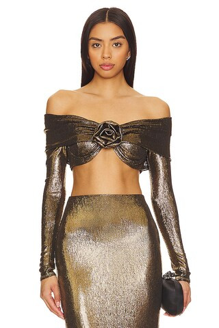 Camila Coelho Leandra Off Shoulder Top in Gold from Revolve.com | Revolve Clothing (Global)