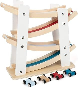 small foot wooden toys Car Ramp Racing Playset Designed for Children Aged 18+ Months, Multi | Amazon (US)