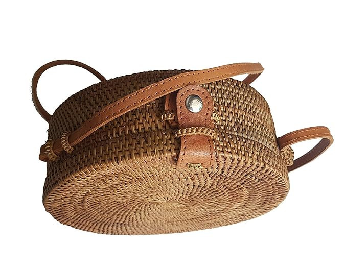 Rattan Nation - Handwoven Round Rattan Bag Straw Bag | Amazon (US)