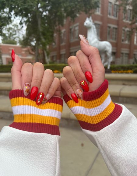 School spirit Fight On! #USC #Schoolnails 

#LTKstyletip #LTKFind #LTKSeasonal