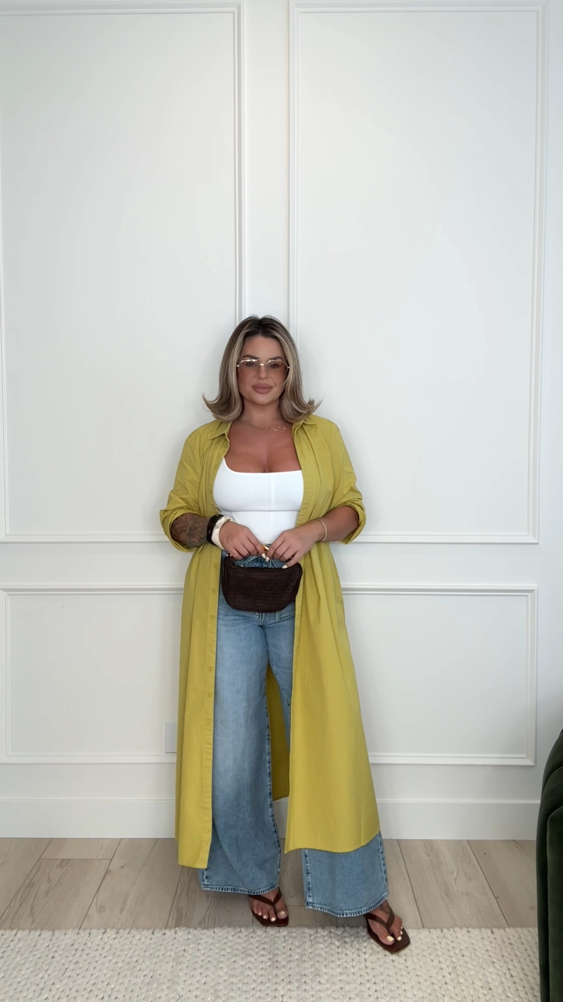 Jeans 30 curvy 
Tank L 
Green button down XL 
Sandals TTS 

#LTKMidsize #LTKFindsUnder50 #LTKFindsUnder100