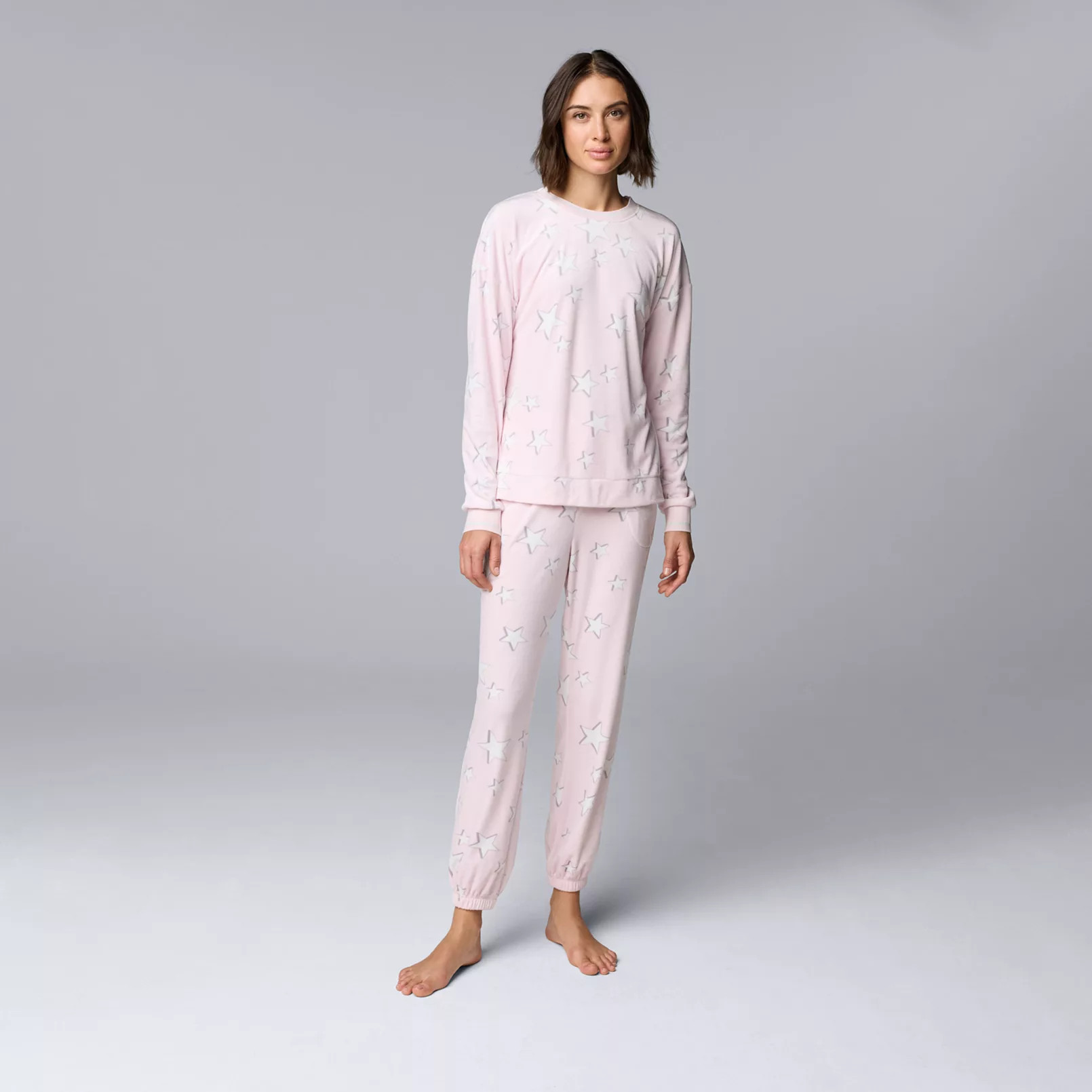 Women's Simply Vera Vera Wang Long Sleeve Pajama Top & Pajama Jogger Set | Kohl's