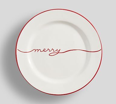 Merry Sentiment Stoneware Salad Plates - Set of 4 | Pottery Barn (US)