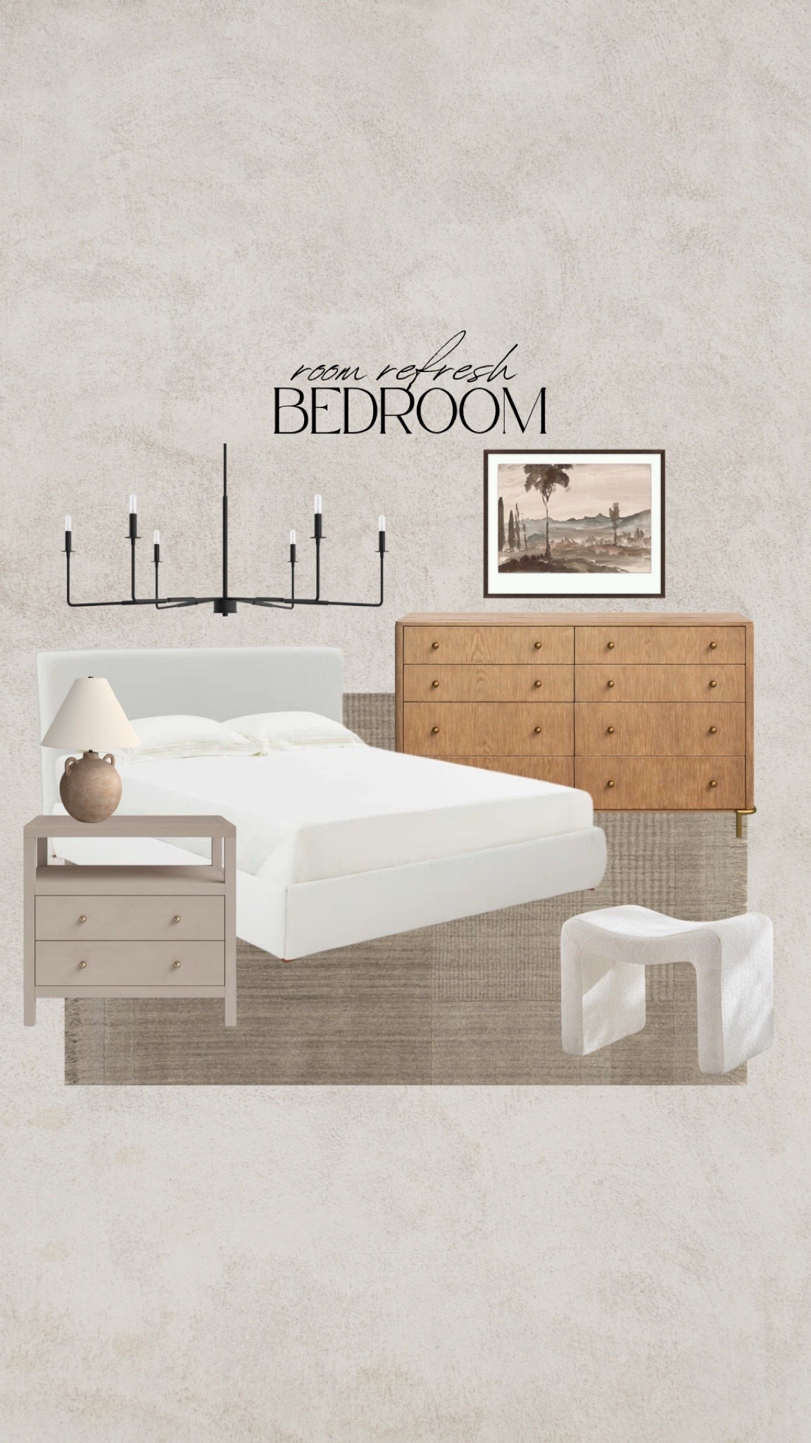 Modern organic bedroom refresh! White oak, black chandelier, wall art, boucle bed, boucle ottoman, brown rug, beige rug

#LTKSaleAlert #LTKHome #LTKSeasonal
