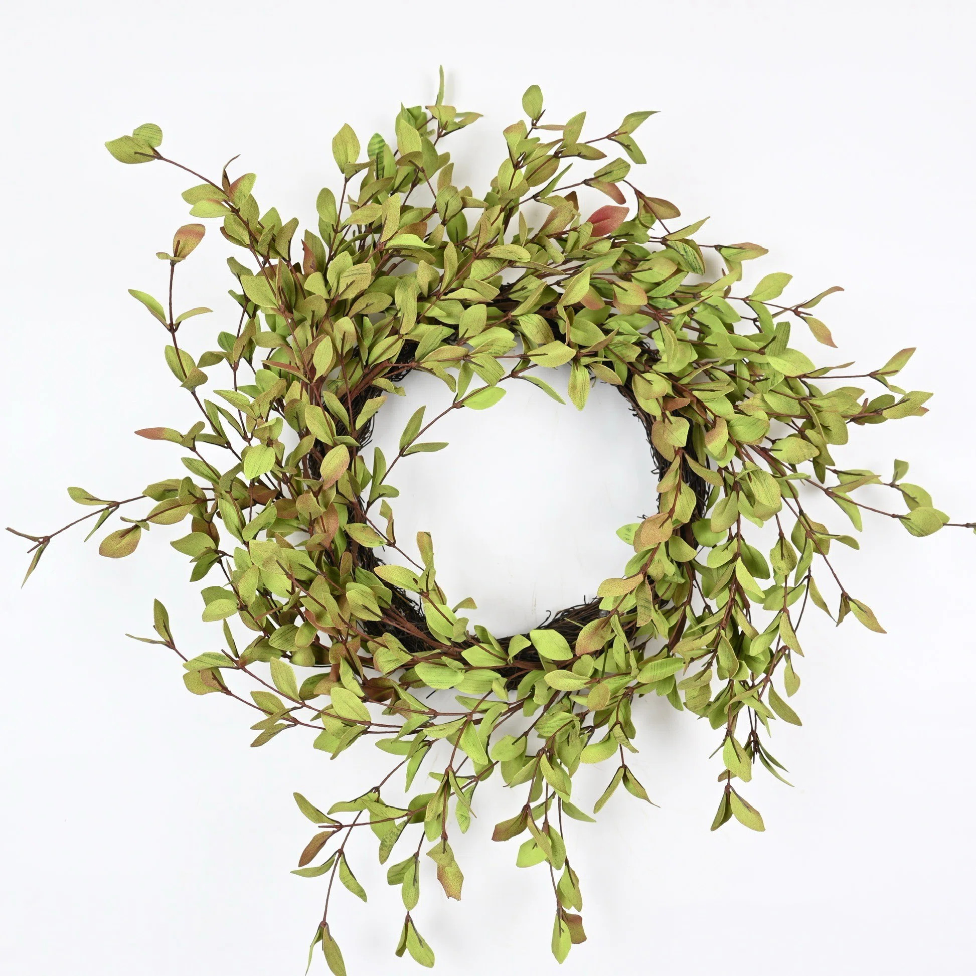 22" Artificial Farmhouse Grapevine Blossoms Cluster Greenery Foliage Leaves Front Door Wreath | Wayfair North America