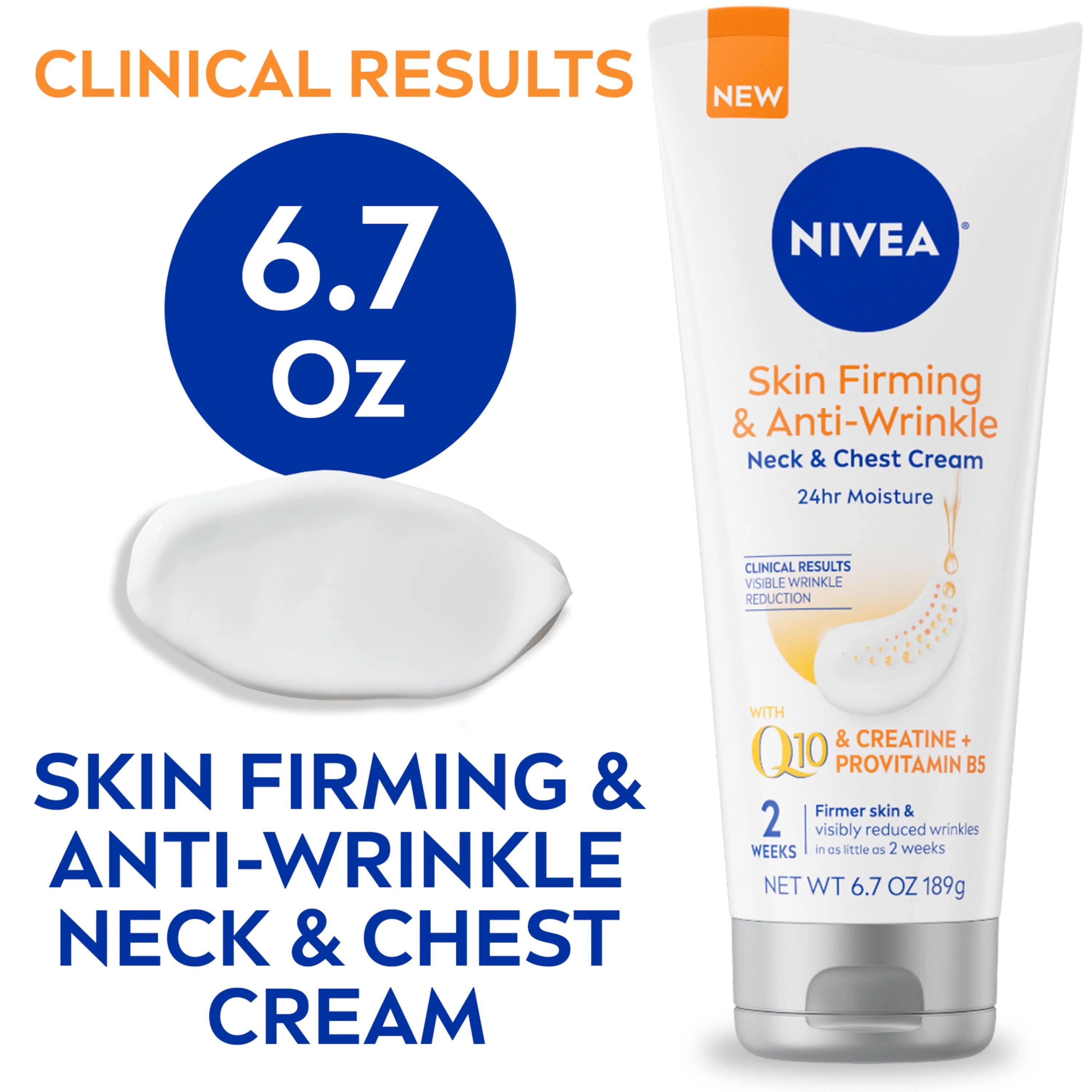 NIVEA Q10 Skin Firming and Anti-Wrinkle Neck and Chest Cream, Anti-Wrinkle Body Cream, 6.7 Oz Tub... | Walmart (US)