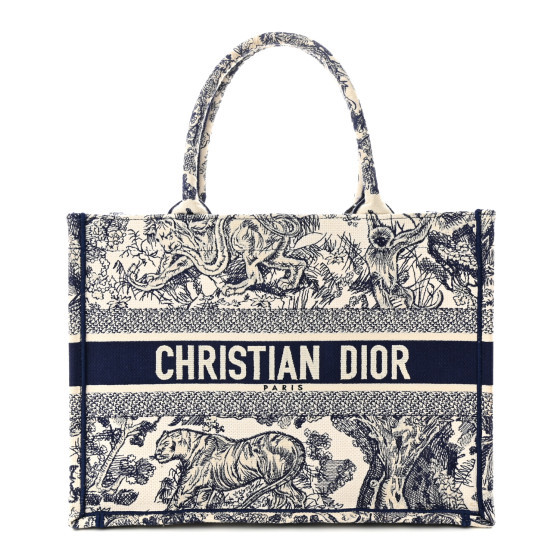 Canvas Embroidered Medium Dioriviera Toile De Jouy Book Tote Blue | FASHIONPHILE (US)