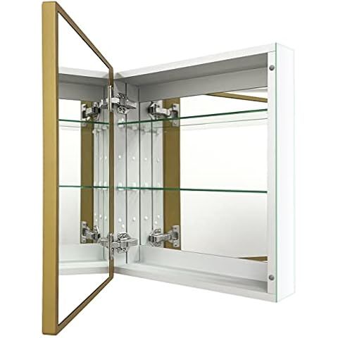 Fundin Plastic Medicine Cabinet, Beveled Edge Mirror Door with Round Corner Metal Frame, Recessed... | Amazon (US)