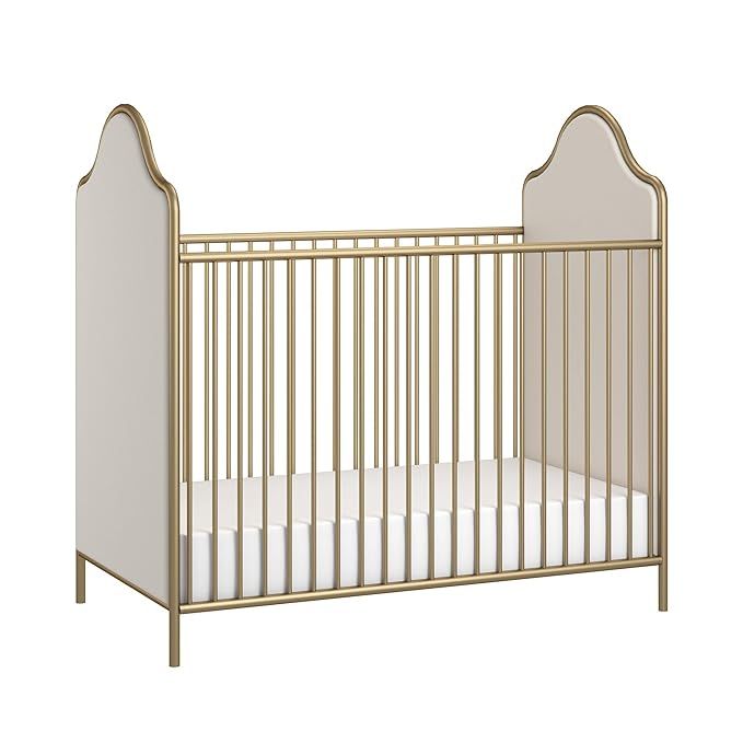 Little Seeds Piper Upholstered Metal Crib, Gold | Amazon (US)