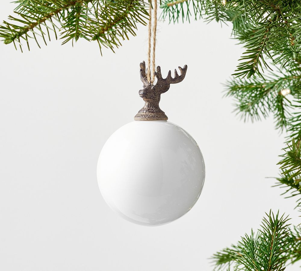 White Buck Head Ornament | Pottery Barn (US)