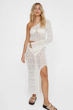Skirt Co-ords | Knit One Shoulder Top And Maxi Skirt Co-ord Set | NastyGal | Debenhams UK