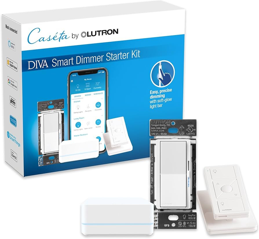 LUTRON DVRF-BDG-1D DIMMER Starter KIT, LED Technology, CASETA Diva, KIT Includes / (1) CASETA Div... | Amazon (US)