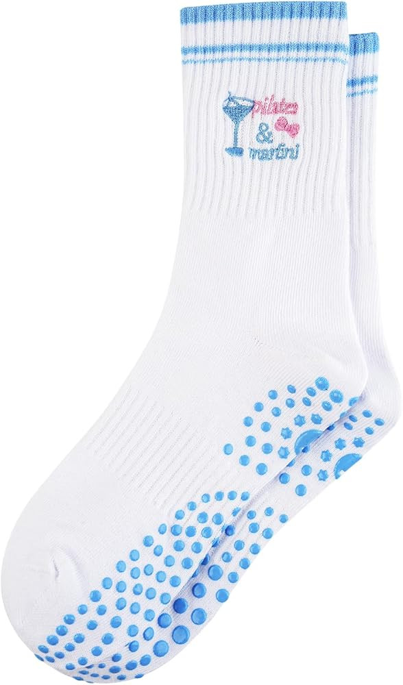 Pilates Socks for Women, Grip Yoga Crew Cute Socks Gifts for Women Non Slip for Barre Workout wit... | Amazon (US)