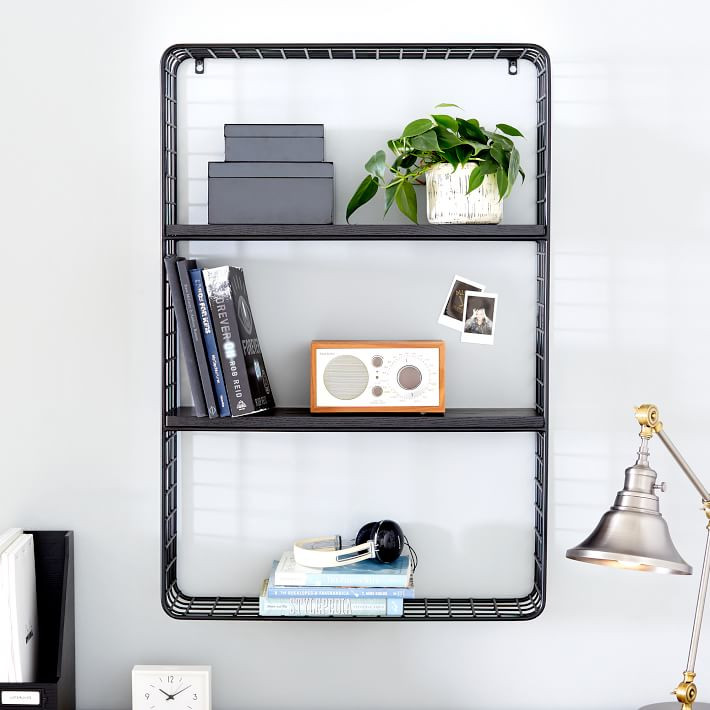 Metal Grid Wall Bookcase | Pottery Barn Teen