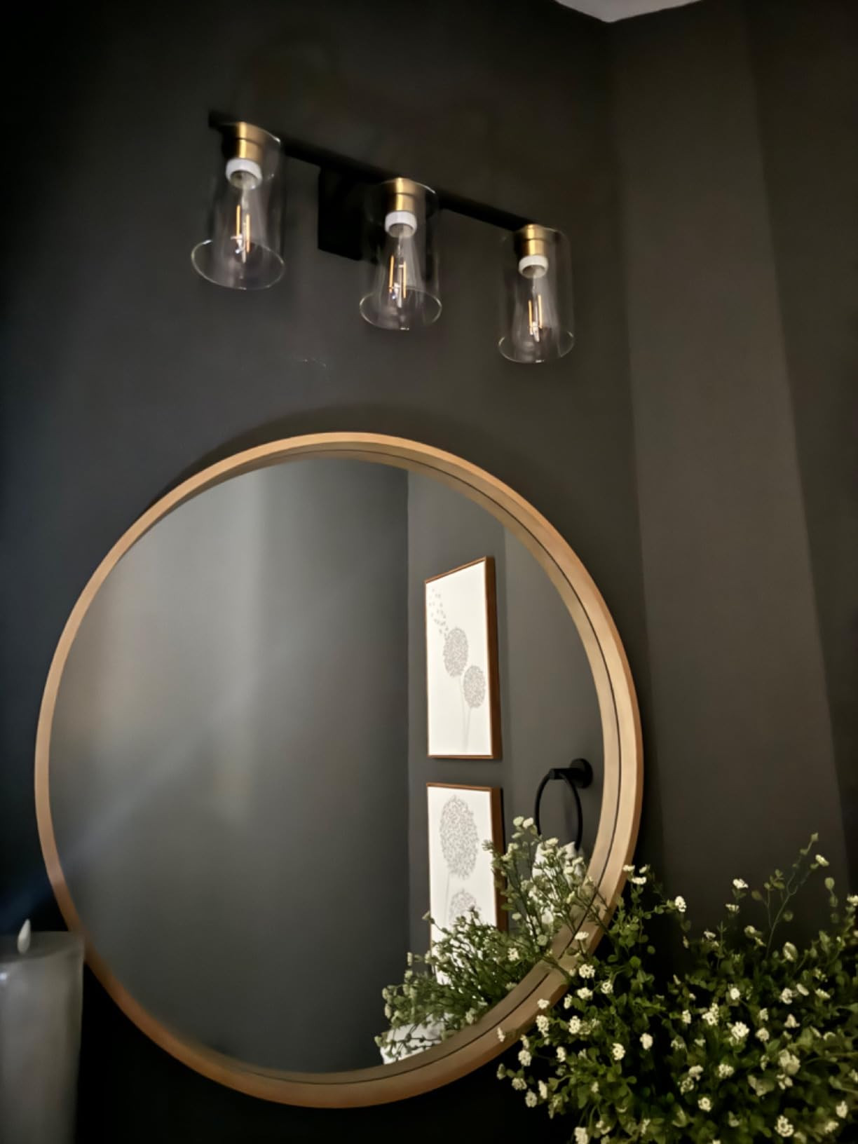 WallBeyond Round Wood Mirror 24 inch Circle Wall Mirror for Bathroom Round Wall Mirror for Wall D... | Amazon (US)