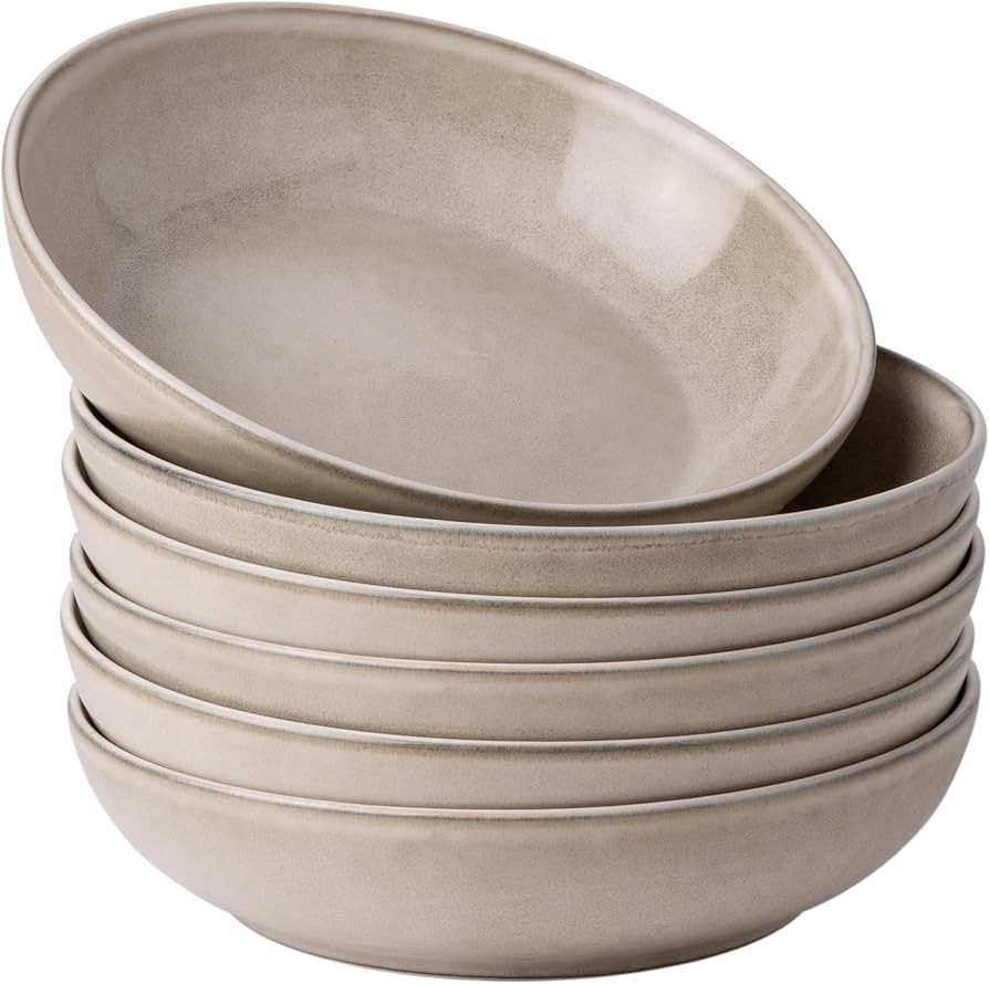 AmorArc 8.5'' Large Pasta Bowls, 36oz Ceramic Salad Serving Bowls Set of 6 for Kitchen, Wide Ston... | Amazon (US)
