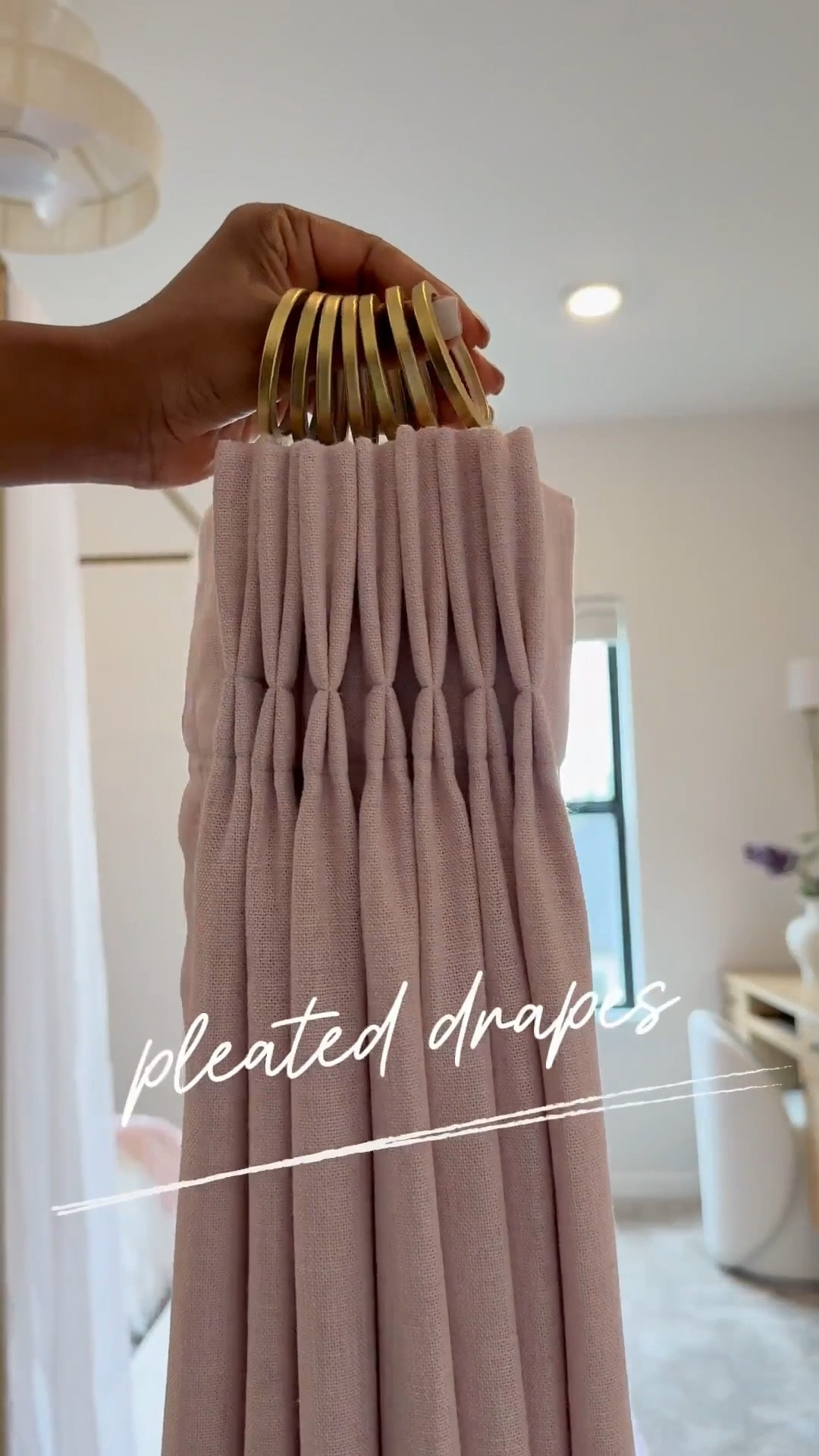 I finally got around to doing my daughter Michelle's room, and I'm absolutely in love with how her drapes turned out 👌🏾…..I've also got the same drapes in our guest room and great room.

Like many of you, I received a hefty quote for drapes a few years ago - 10K to be exact…..and that was just for three windows. 😅 I mean, who doesn't love the look of custom drapes? I particularly love the pinch pleat - it's my favorite. 😍 

One thing to keep in mind with this system is that you'll need to account for roughly 6 inches of slack. 🤎 So if your ceiling height is 108 inches, you'll need to order 102-inch drapes if you want to hang the rod at the very top and have the drapes "kiss" the floor. Thanks to hubby for helping me figure out precision & measurements. Shop now and  transform your home.#LTKStyleTip 

#LTKSaleAlert #LTKHome