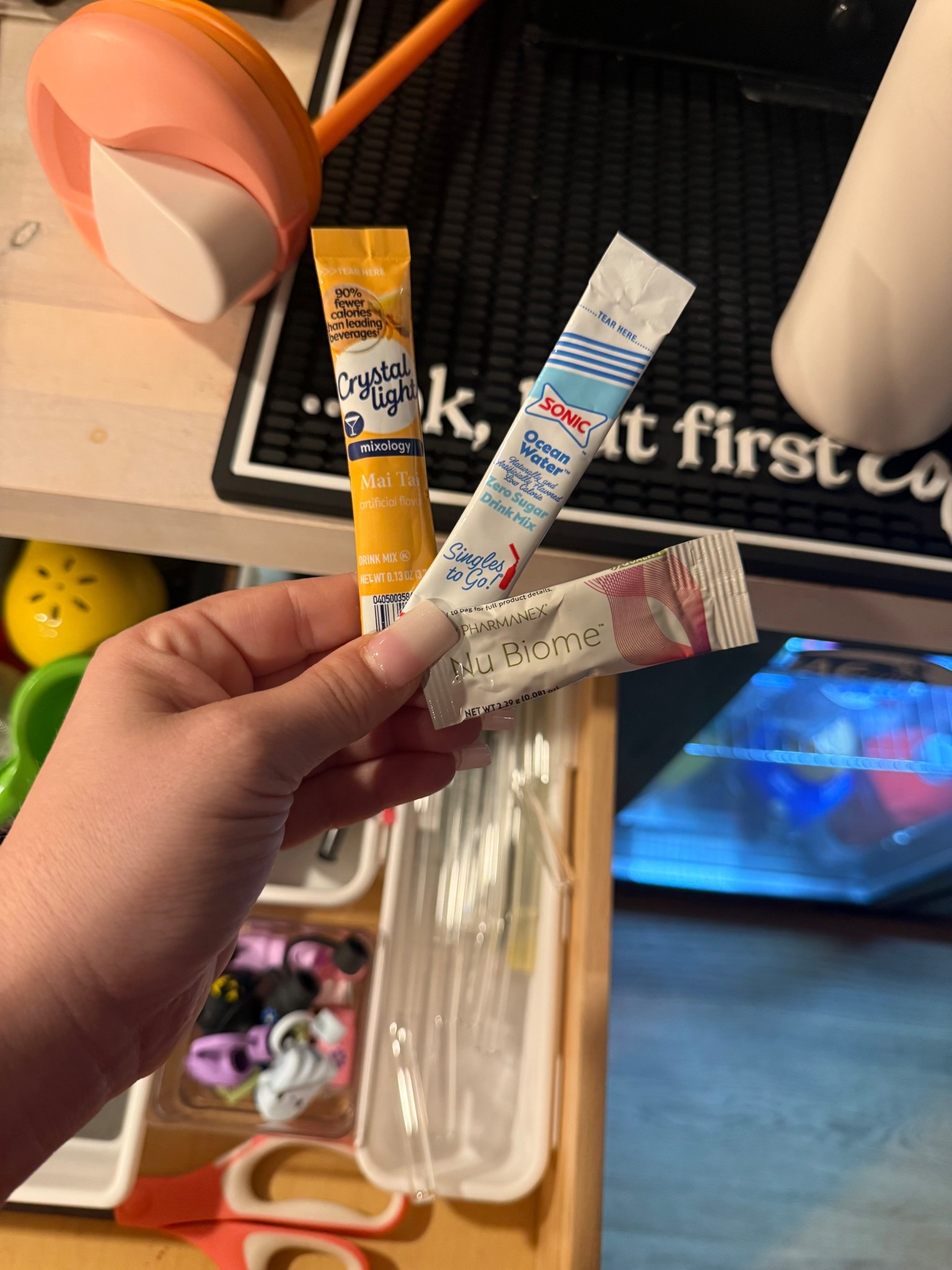 Drink of the Day! + my daily pre/postbiotic
Also linked my favorite cup for drinks of the day! Fully closes so there’s no spillage when I’m shaking it up🤗

#LTKFindsUnder50 #LTKHome #LTKTravel