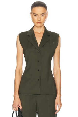 Helmut Lang Wool Vest in Green Melange - Green. Size 0 (also in ). | FWRD 