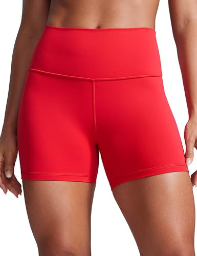CRZ YOGA Butterbreeze Athletic Biker Shorts 4'' - High Waisted Workout Gym Volleyball Running Yoga Tummy Control Womens Deep Red Medium | Amazon (US)