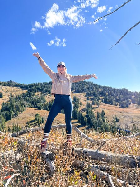 Yellowstone hiking outfit hiking boots outdoors drawstring leggings vuori socks lululemon jacket rain jacket packable jacket fall jacket fall outfit 

#LTKSeasonal #LTKunder100 #LTKtravel