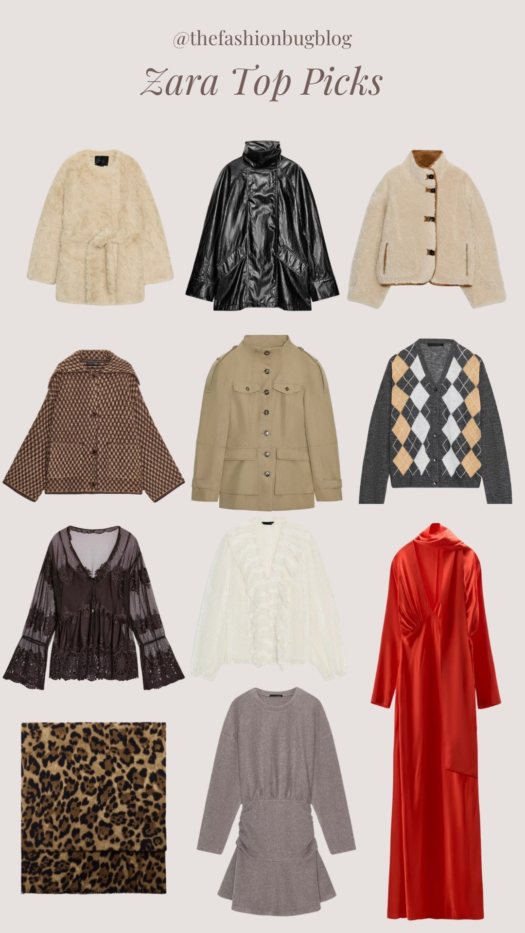 Zara women’s autumn knitwear argyle lace shearling 