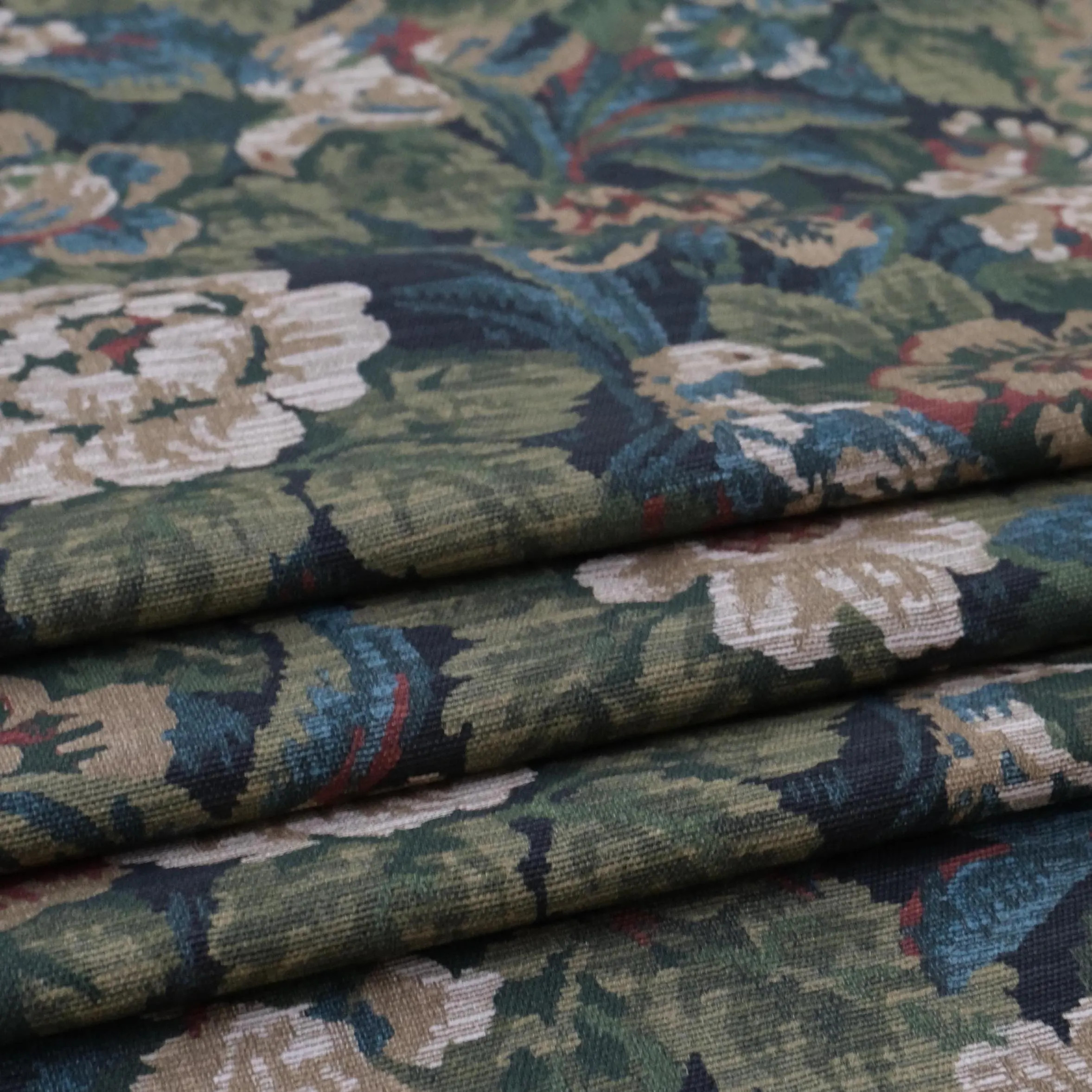 Cotton Upholstery Fabric Forest Green Jacobean Floral Print by the Yard Designer Material for Curtain Bench Cushion Sofa Pillow Accent Chair | Etsy (Global)