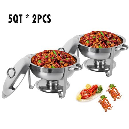 Ktaxon 2Pcs 5 Quart Full Size Stainless Steel Chafing Dish with Water Pan and Chafing Fuel Holder,Co | Walmart (US)