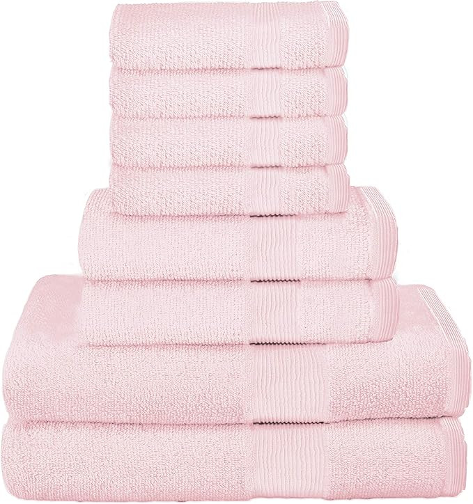 Elvana Home 8 Piece Towel Set 100% Ring Spun Cotton, 2 Bath Towels 27x54, 2 Hand Towels 16x28 and... | Amazon (US)