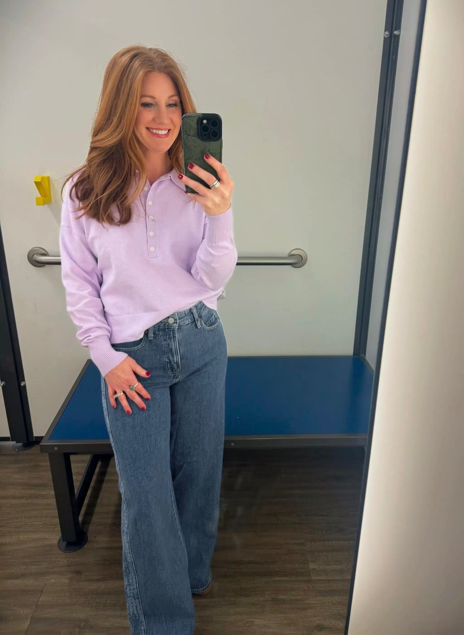 These wide leg jeans were a favorite for Stephanie and she’s styling them here more casually! Her purple cropped polo is a size small and jeans are a size 2. 

#LTKOver40 #LTKWorkwear #LTKPetite