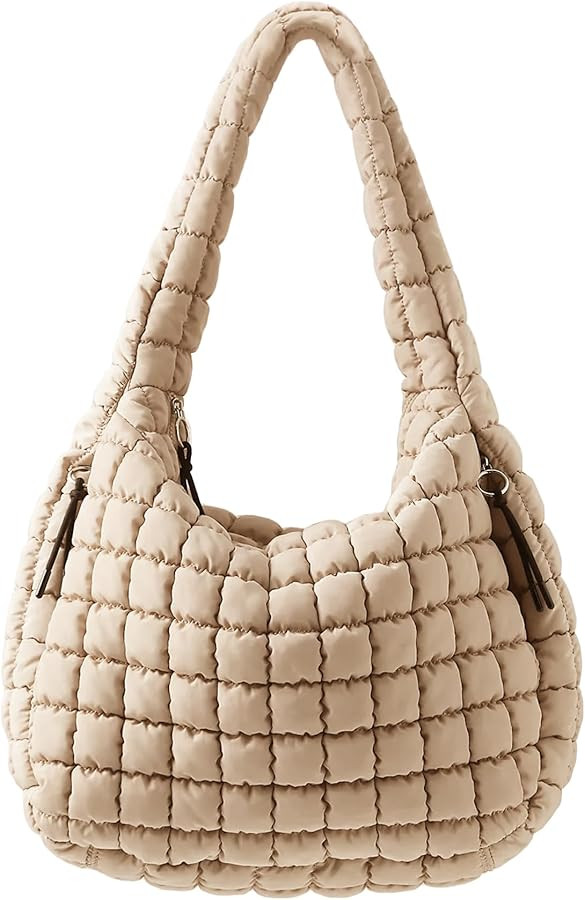 Puffer Quilted Shoulder Bag for Women Padding Shoulder Bag Puffy Hobo Bag Trendy Tote Bag 2025 | Amazon (US)
