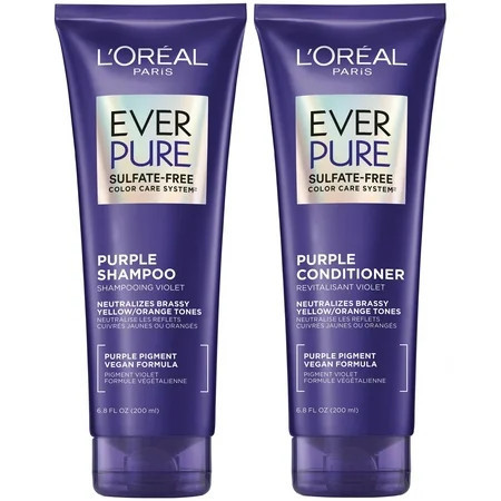 L Oreal EverPure Purple Sulfate Free Toning Shampoo & Conditioner Set Hibiscus 6.8 fl oz | Walmart (US)