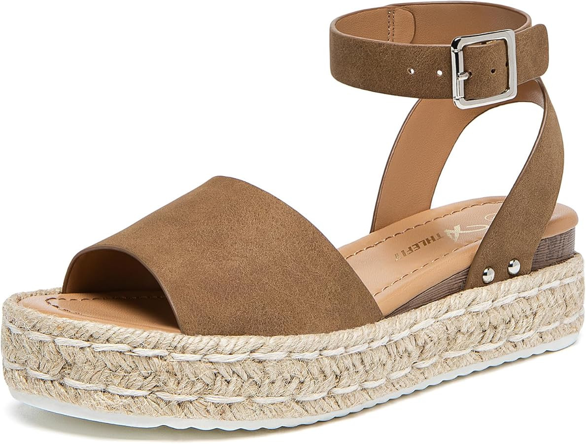 Athlefit Women's Platform Espadrille Wedge Sandals Comfortable Open Toe Buckle Sandals for Summer... | Amazon (US)