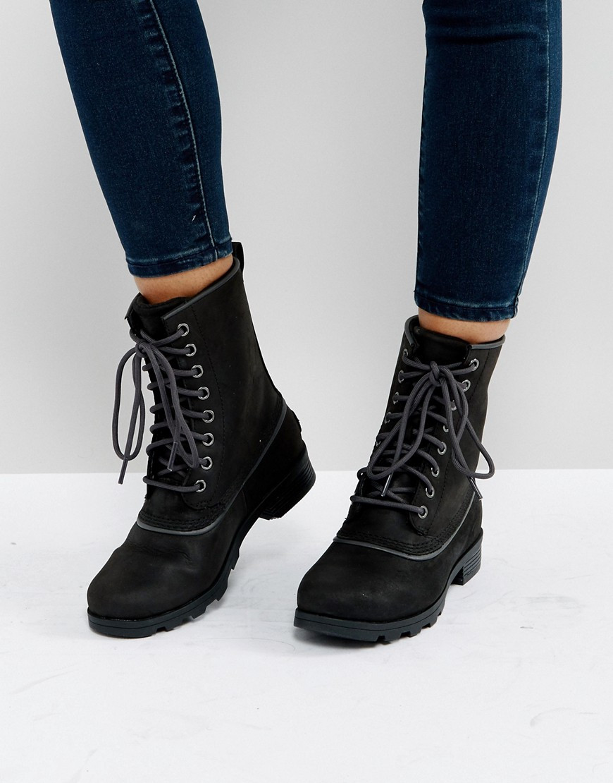 Sorel - Emelie 1964 - Schwarze, wasserfeste Lederstiefel - Schwarz | Asos DE