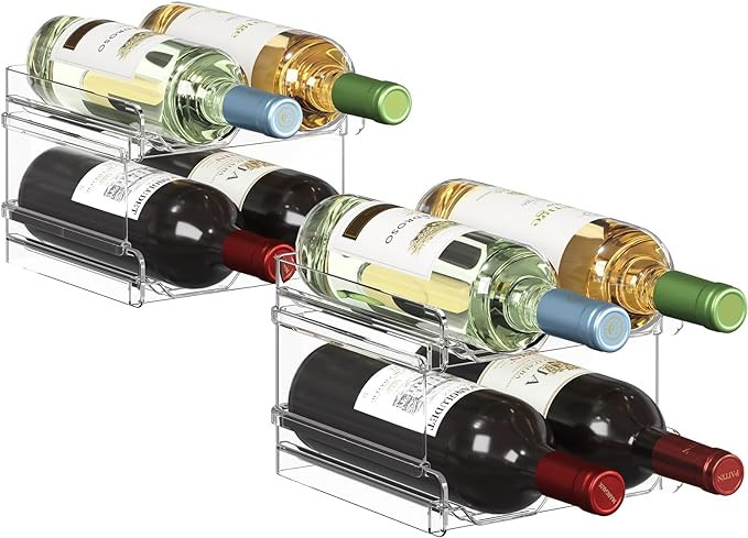 Lifewit Plastic Stackable Wine Rack for Refrigerator, Cabinet, Countertop,Wine Bottle Holder, Wat... | Amazon (US)