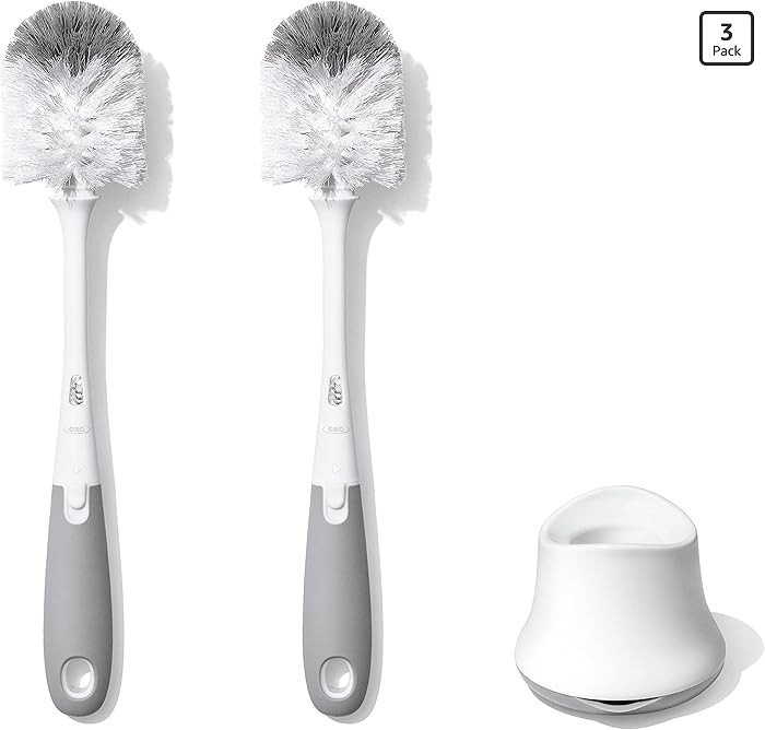 OXO Tot Bottle Brush with Nipple Cleaner and Stand – Gray, 2-Pack | Amazon (US)