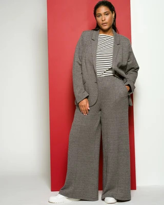 Pam Pintuck Wide Leg Ponte Pants - Herringbone Tweed | Universal Standard