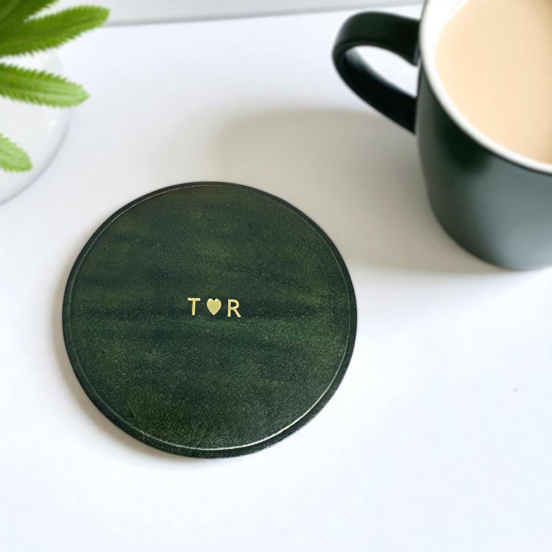 Personalised Leather Coaster - 3rd Anniversary Gift, Engraved Initials - Etsy | Etsy (US)