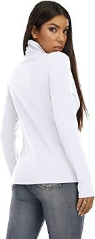 Women's Basic Long Sleeve Turtleneck T-Shirt Solid Slim Soft Cotton Tops | Amazon (US)