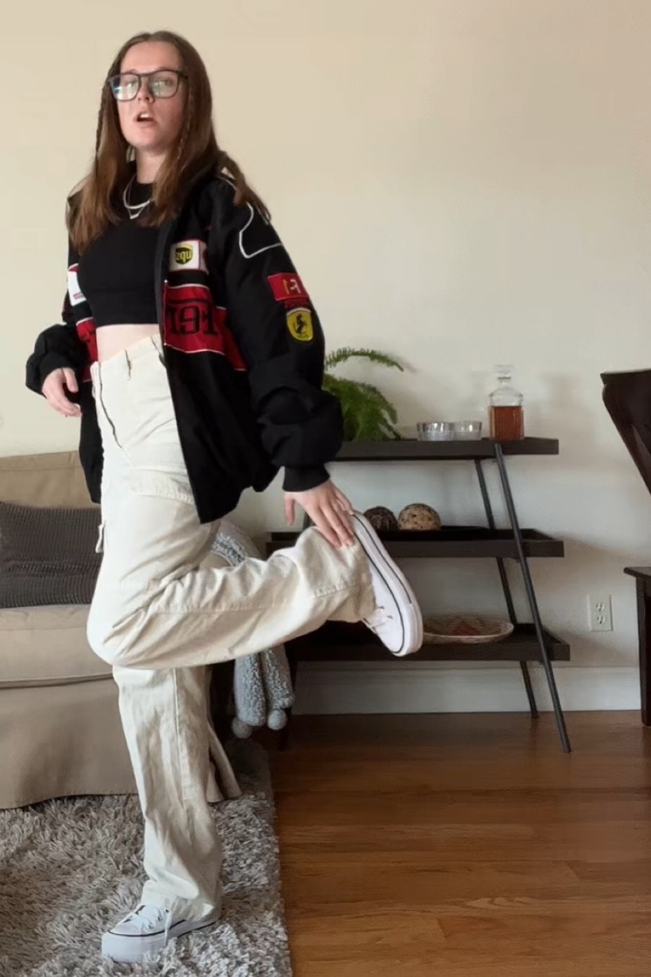 racing jacket w/ cargo pants fit!! Obsessed with cargo pants right now 😍 my favorite jacket and pant combo

#LTKstyletip #LTKfit #LTKunder100