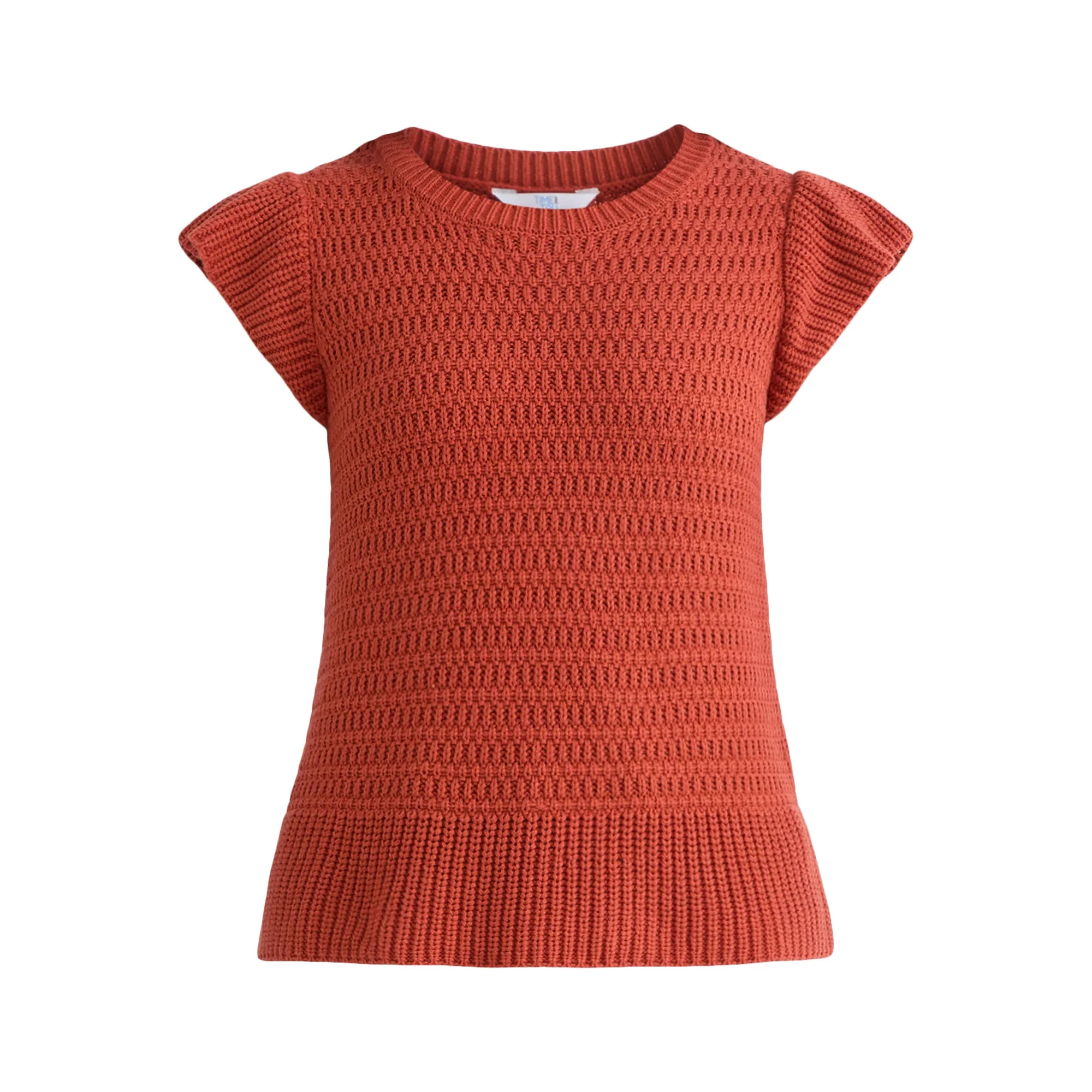 Time and Tru Women's Flutter Sleeve Sweater, Lightweight, Sizes XS-XXXL | Walmart (US)