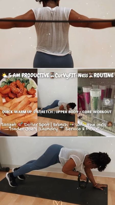 ⛅️ MINI DITL VOGS 🌤️ 5 AM PRODUCTIVE MINDFUL & INTENTIONAL ⏳CurVyFIT-Ness⏳at home and in the gym ROUTINES→ MINDSET AFFIRMATION SURGERY WORKOUTS → Quick Warm up & Stretch | Upper body + Core Workout 🏋🏾‍♀️💪🏾🦵🏾Target 🎯Dollar Spot Quick Look | Brunch cheat meal 🍱 with the girls 👧🏽| Trader Joe's weekly Lunch 🥪 Haul | Laundry 🧺 Service has been amazing & MORE♡ 

#LTKfamily #LTKfitness #LTKfindsunder50