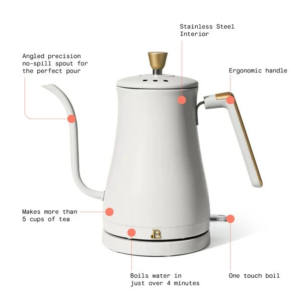 Beautiful 1.0L Electric Gooseneck Kettle, White Icing by Drew Barrymore | Walmart (US)