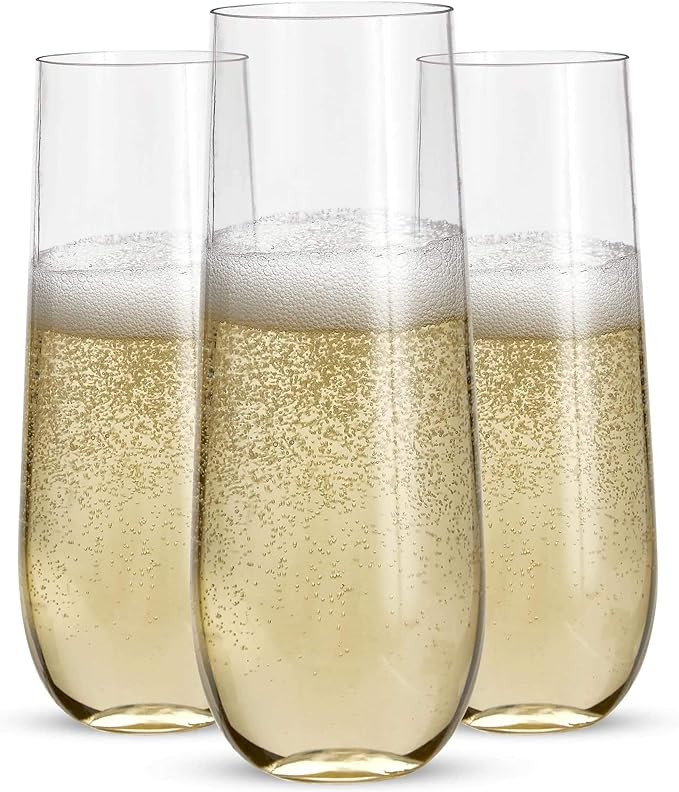 Twenty-Four Unbreakable Stemless Plastic Champagne Flutes - 9 Oz Disposable Plastic Sparkling Win... | Amazon (US)