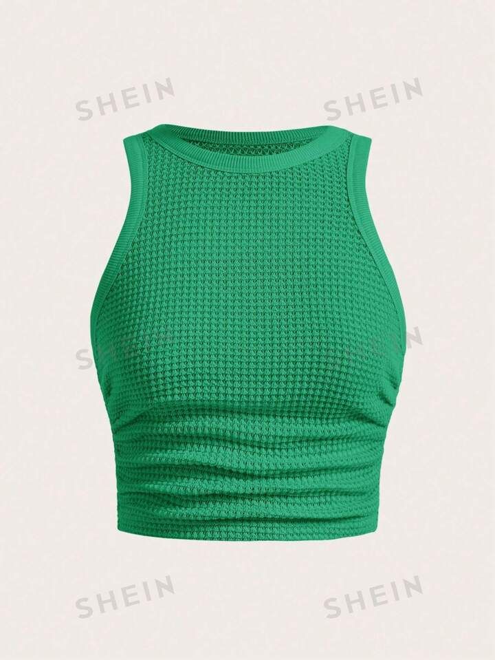 SHEIN EZwear Women'S Plus Size Textured Pleated Tank Top | SHEIN
